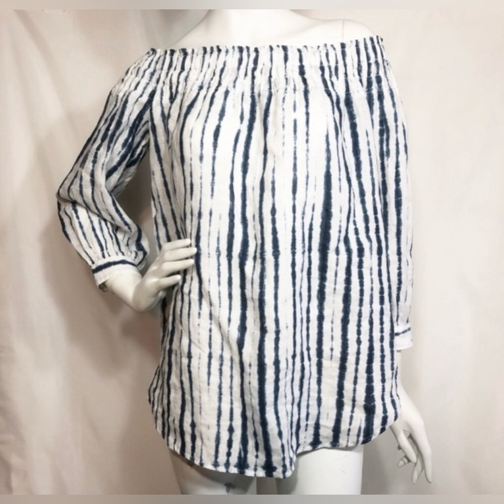 NWT Ralph Lauren Polo off shoulder linen tie-dye blouse Size Small Petite